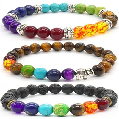 Thajaling 3 Pcs Naturel Tiger Eye Pierre Bracelet des Pierres Précieuses Perles Bracelet 8mm Ronde Semi Précieux Pierres Perlé Stretch Bracelet bijoux, 17 cm, Pierre Thajaling 3 Pcs Naturel Tiger Eye Pierre Bracelet des Pierres Précieuses Perles Bracelet 8mm Ronde Semi Précieux Pierres Perlé Stretch Bracelet bijoux, 17 cm, Pierre