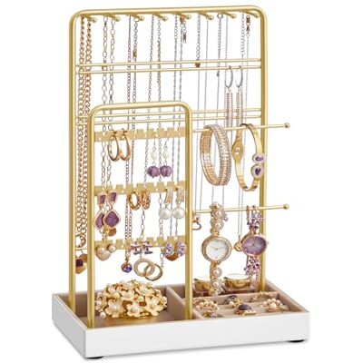 SONGMICS JJS021A01 Présentoir à bijoux avec cadre en métal et plateau en velours, support pour boucles d'oreilles, bracelets, clous et bagues, idée cadeau Doré SONGMICS JJS021A01 Présentoir à bijoux avec cadre en métal et plateau en velours, support pour boucles d'oreilles, bracelets, clous et bagues, idée cadeau Doré