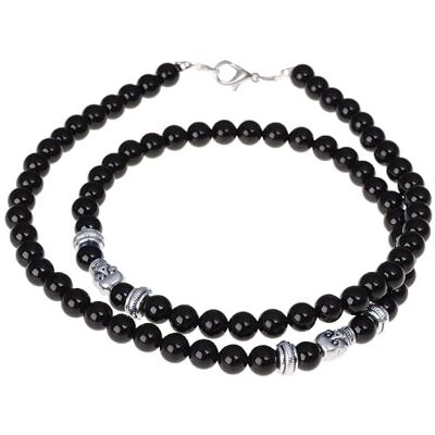 Memphis Collier de perles en onyx noir pour homme Memphis Collier de perles en onyx noir pour homme