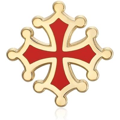 BOBIJOO JEWELRY Pin's croix occitane du Languedoc Or et émail rouge BOBIJOO JEWELRY Pin's croix occitane du Languedoc Or et émail rouge