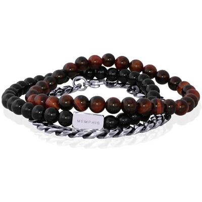 Memphis TRIO Ensemble de bracelets pour homme « The Warrior » 21 cm Memphis TRIO Ensemble de bracelets pour homme « The Warrior » 21 cm
