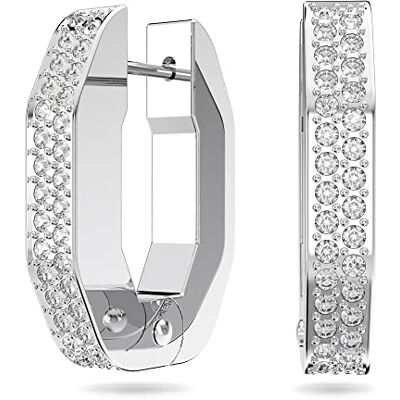 Swarovski Paire de créoles octogonales en cristal blanc plaqué or de la collection Dextera Swarovski Paire de créoles octogonales en cristal blanc plaqué or de la collection Dextera