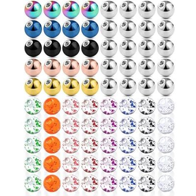 Labbe 80 pcs Boules de perçage de Remplacement 5mm 14G Boules à vis en Plastique en Acier Inoxydable pour Le Piercing de la Langue du Ventre Labbe 80 pcs Boules de perçage de Remplacement 5mm 14G Boules à vis en Plastique en Acier Inoxydable pour Le Piercing de la Langue du Ventre