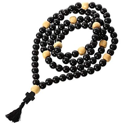 NKlaus Chapelet grenat fait main collier prière ambre noir 100 boules 36122 NKlaus Chapelet grenat fait main collier prière ambre noir 100 boules 36122