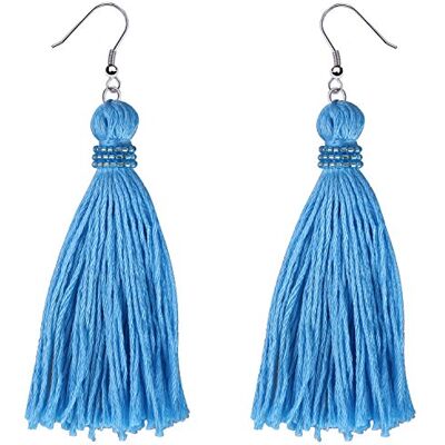 KELITCH Boucles d'oreilles à pompons, style bohème, faites à la main, pour femme KELITCH Boucles d'oreilles à pompons, style bohème, faites à la main, pour femme