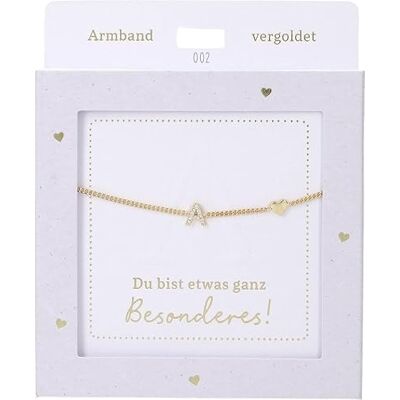 Depesche 13896.2 Bracelet doré avec pendentif « A » et cœur, longueur variable, cadeau pour vos amis et votre famille Depesche 13896.2 Bracelet doré avec pendentif « A » et cœur, longueur variable, cadeau pour vos amis et votre famille