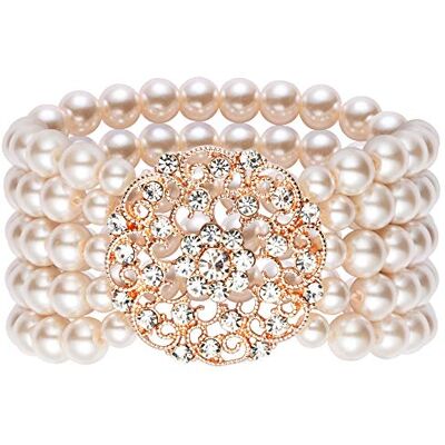BABEYOND ArtiDeco Bracelet de perles pour femme années 20 Accessoire pour femme avec cristaux clignotants Accessoire pour femme, 14 centimeters, Verre, Perle BABEYOND ArtiDeco Bracelet de perles pour femme années 20 Accessoire pour femme avec cristaux clignotants Accessoire pour femme, 14 centimeters, Verre, Perle