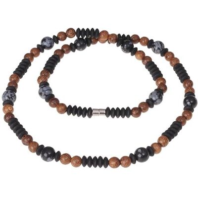 Memphis Bois Perles Collier Hommes Pierre Naturelle Memphis Bois Perles Collier Hommes Pierre Naturelle