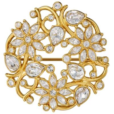 Traveller Broche Femme Plaqué Or 22 Cts Cristaux Fleur 35 mm 157844 Traveller Broche Femme Plaqué Or 22 Cts Cristaux Fleur 35 mm 157844