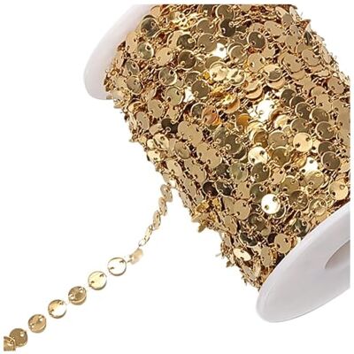 WENH Chaîne en acier inoxydable de 1 mètre avec breloques en forme de cœur et d'étoile for la création de colliers, bracelets et vêtements. Accessoires(D-GD-Round) WENH Chaîne en acier inoxydable de 1 mètre avec breloques en forme de cœur et d'étoile for la création de colliers, bracelets et vêtements. Accessoires(D-GD-Round)