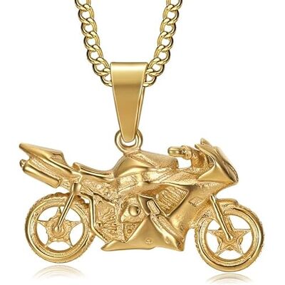 BOBIJOO JEWELRY Pendentif Moto Sportive en Acier Inoxydable doré Or Bijou Élégant avec Chaîne Gourmette 60cm BOBIJOO JEWELRY Pendentif Moto Sportive en Acier Inoxydable doré Or Bijou Élégant avec Chaîne Gourmette 60cm