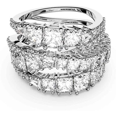 Swarovski Hyperbola Ring, Mixed cuts, White, Rhodium plated Swarovski Hyperbola Ring, Mixed cuts, White, Rhodium plated