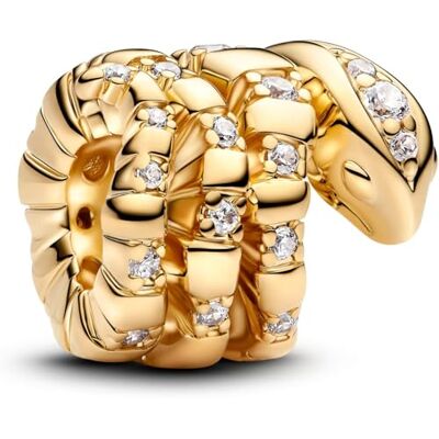PANDORA Moments 763618C01 Breloque Serpent enroulée en Argent Sterling avec Alliage plaqué Or et zircone Compatible avec Les Bracelets Moments, klar, Argent Sterling, Zircone cubique PANDORA Moments 763618C01 Breloque Serpent enroulée en Argent Sterling avec Alliage plaqué Or et zircone Compatible avec Les Bracelets Moments, klar, Argent Sterling, Zircone cubique