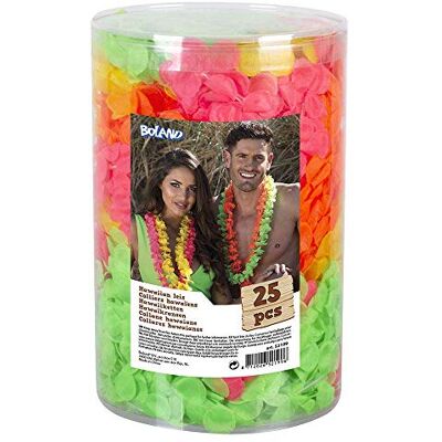 Boland Lot de 25 chaînes hawaïennes pour l'été, la plage, le jardin, les accessoires de plage, les fêtes à thème, le carnaval Boland Lot de 25 chaînes hawaïennes pour l'été, la plage, le jardin, les accessoires de plage, les fêtes à thème, le carnaval