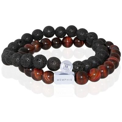 Memphis Ensemble de bracelets avec perles DUO Tigre rouge 19 cm Memphis Ensemble de bracelets avec perles DUO Tigre rouge 19 cm