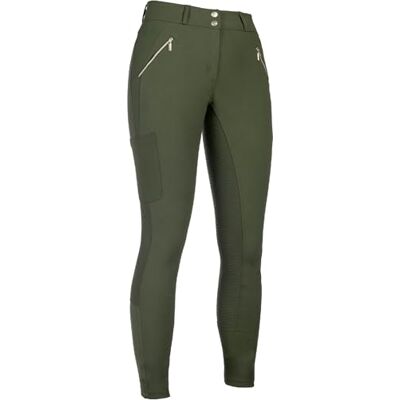 HKM Lia Pantalon d'équitation taille haute en silicone pour femme, vert olive, taille 32 HKM Lia Pantalon d'équitation taille haute en silicone pour femme, vert olive, taille 32