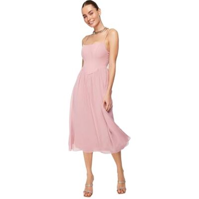 Trendyol Robe pour femme, Rose séchée., 42 Trendyol Robe pour femme, Rose séchée., 42