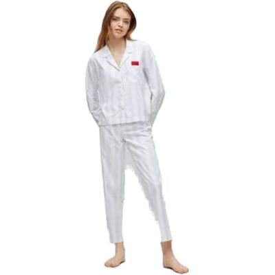 HUGO Boss Womens Stripe Button Down Pajama Pants Set, Pale Blue/White Stripe, Small US HUGO Boss Womens Stripe Button Down Pajama Pants Set, Pale Blue/White Stripe, Small US