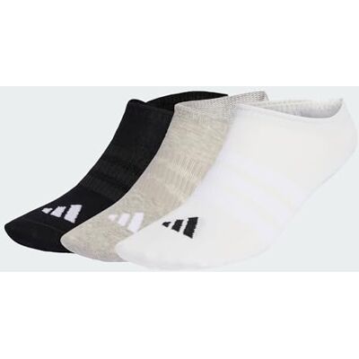 adidas Mixte Thin&Light Sportswear No Show Socks 3 Pair Pack, medium grey heather/white/black, 37-40 adidas Mixte Thin&Light Sportswear No Show Socks 3 Pair Pack, medium grey heather/white/black, 37-40