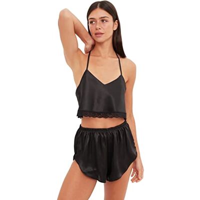 Trendyol Women's Plain Lace/Mesh/Mesh Middle Woven Fabric Undershirt Shorts Pyjamas Pyjamas Femme Trendyol Women's Plain Lace/Mesh/Mesh Middle Woven Fabric Undershirt Shorts Pyjamas Pyjamas Femme