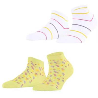 ESPRIT femme Flowers & Stripes 2-Pack socquettes respirantes coton basses motif fantaisie 2 paires ESPRIT femme Flowers & Stripes 2-Pack socquettes respirantes coton basses motif fantaisie 2 paires