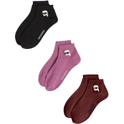 KARL LAGERFELD International B.V Ikon Lot de 3 paires de chaussettes de sport Rose vigne et noir Taille 39-42, multicolore, 39-42 EU KARL LAGERFELD International B.V Ikon Lot de 3 paires de chaussettes de sport Rose vigne et noir Taille 39-42, multicolore, 39-42 EU