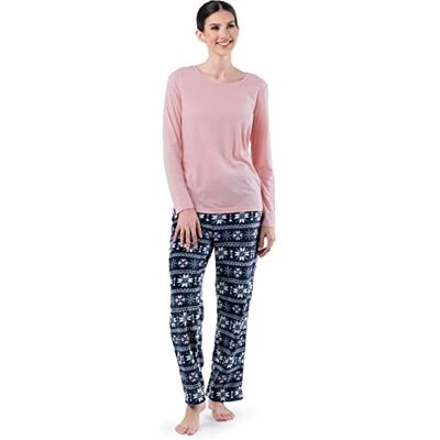 Fruit of the Loom Sueded Jersey Crew Top and Fleece Pant Sleep Set Ensemble de pijama Femme Fruit of the Loom Sueded Jersey Crew Top and Fleece Pant Sleep Set Ensemble de pijama Femme