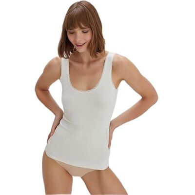 Dagi Débardeur basique en coton pour femme, ecru, 40 Dagi Débardeur basique en coton pour femme, ecru, 40