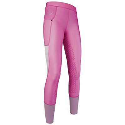 HKM Legging d'équitation pour femme en silicone avec empiècement intégral en maille, Rose 3900, 46 HKM Legging d'équitation pour femme en silicone avec empiècement intégral en maille, Rose 3900, 46