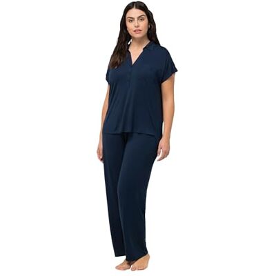 Ulla Popken Pyjama, Oversized, Zweiteiler, Hemdkragen, Halbarm Ensemble pyjama Femme Ulla Popken Pyjama, Oversized, Zweiteiler, Hemdkragen, Halbarm Ensemble pyjama Femme