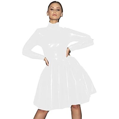 Birod Mini robe zippée en simili cuir, blanc, M Birod Mini robe zippée en simili cuir, blanc, M