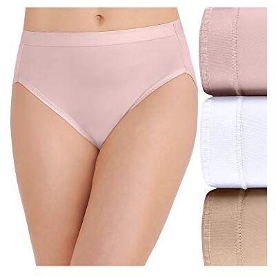 Vanity Fair Women's Comfort Where It Counts No Ride Up Panties, Hi Cut-3 Pack-Quartz/White/Beige, 6 Vanity Fair Women's Comfort Where It Counts No Ride Up Panties, Hi Cut-3 Pack-Quartz/White/Beige, 6