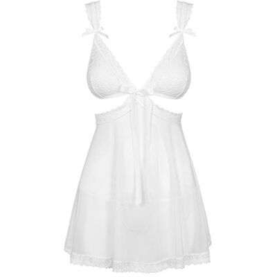 Obsessive Sexy Nuisette Volante avec Bretelle Réglable/String Blanc Taille L/XL Obsessive Sexy Nuisette Volante avec Bretelle Réglable/String Blanc Taille L/XL
