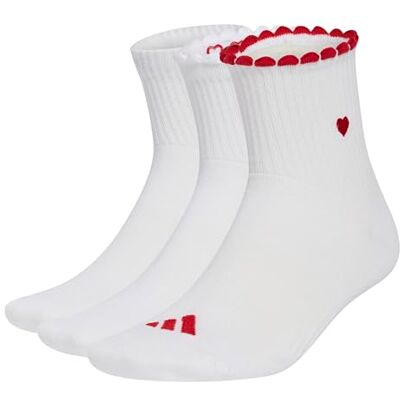 adidas Femme Womens Graphic Sock 3 Pair Pack Socks, white/better scarlet/black, L adidas Femme Womens Graphic Sock 3 Pair Pack Socks, white/better scarlet/black, L
