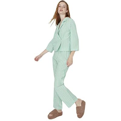Trendyol Ensemble de pyjama tissé rayé pour femme Ensemble de pijama Femme (lot de 2) Trendyol Ensemble de pyjama tissé rayé pour femme Ensemble de pijama Femme (lot de 2)
