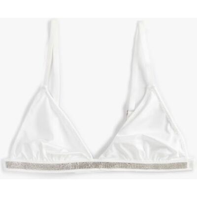 Koton Soutien-gorge non rembourré pour femme avec détails en pierre, Écru (002), M Koton Soutien-gorge non rembourré pour femme avec détails en pierre, Écru (002), M