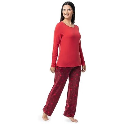 Fruit of the Loom Sueded Jersey Crew Top And Fleece Pant Sleep Set Ensemble de pijama Femme Fruit of the Loom Sueded Jersey Crew Top And Fleece Pant Sleep Set Ensemble de pijama Femme