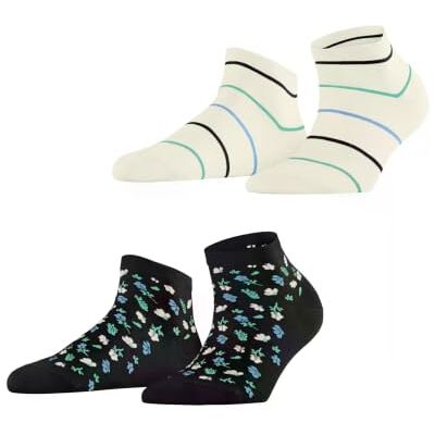ESPRIT femme Flowers & Stripes 2-Pack socquettes respirantes coton basses motif fantaisie 2 paires ESPRIT femme Flowers & Stripes 2-Pack socquettes respirantes coton basses motif fantaisie 2 paires