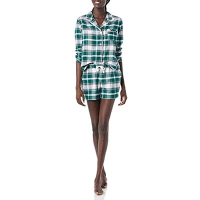 Amazon Essentials Ensemble de pyjama léger en flanelle tissée avec short pour femme Amazon Essentials Ensemble de pyjama léger en flanelle tissée avec short pour femme