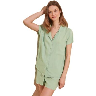 Trendyol Mint Viscose Woven Pajamas Kit Ensemble pyjama Femme Trendyol Mint Viscose Woven Pajamas Kit Ensemble pyjama Femme