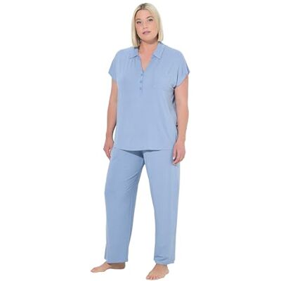 Ulla Popken Pyjama, Oversized, Zweiteiler, Hemdkragen, Halbarm Ensemble pyjama Femme Ulla Popken Pyjama, Oversized, Zweiteiler, Hemdkragen, Halbarm Ensemble pyjama Femme