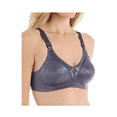 Bali Soutien-gorge double soutien sans armatures en dentelle avec bretelles qui restent en place, couverture complète, opaque, Jet privé, 105E Bali Soutien-gorge double soutien sans armatures en dentelle avec bretelles qui restent en place, couverture complète, opaque, Jet privé, 105E