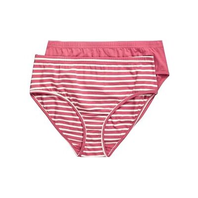 Ulla Popken Lot de 2 slips en coton biologique pour femme Grandes tailles Plus Size Rayures unies, framboise, 48-50 Ulla Popken Lot de 2 slips en coton biologique pour femme Grandes tailles Plus Size Rayures unies, framboise, 48-50
