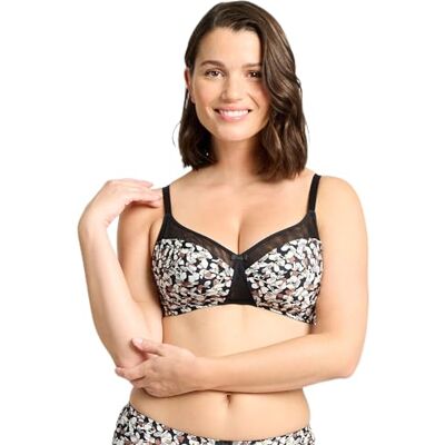 SANS COMPLEXE Soutien-gorge à armatures classique pour femme, Imprime Noir D'hiver, 90C SANS COMPLEXE Soutien-gorge à armatures classique pour femme, Imprime Noir D'hiver, 90C