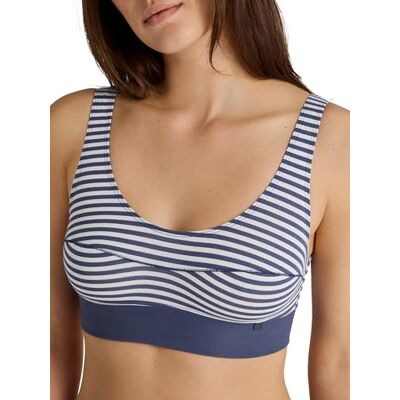 CALIDA Bustier élastique pour femme, avec large ceinture souple, naturellement respirant et doux en jersey simple de qualité, Imprimé bleu cobalt, 36-38 CALIDA Bustier élastique pour femme, avec large ceinture souple, naturellement respirant et doux en jersey simple de qualité, Imprimé bleu cobalt, 36-38