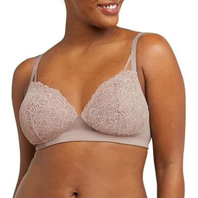 Maidenform Women's Pure Comfort Soft Support Wireless, Lace Bralette, Wirefree Two-Way Bra, Evening Blush, L/DD Maidenform Women's Pure Comfort Soft Support Wireless, Lace Bralette, Wirefree Two-Way Bra, Evening Blush, L/DD