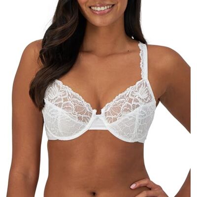 Bali Desire Soutien-gorge à armatures en dentelle sans mousse opaque pour femme, blanc, 100C Bali Desire Soutien-gorge à armatures en dentelle sans mousse opaque pour femme, blanc, 100C