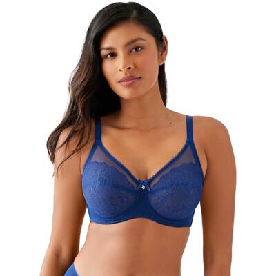 Wacoal Couverture de soutien-gorge à armatures rétro chic pour femme, transparent, Bleu foncé, 42D Wacoal Couverture de soutien-gorge à armatures rétro chic pour femme, transparent, Bleu foncé, 42D