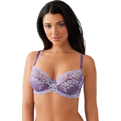 Wacoal Soutien-gorge à armatures en dentelle Halo sans couture pour femme, transparent, Grape Comp Mult, 34DD Wacoal Soutien-gorge à armatures en dentelle Halo sans couture pour femme, transparent, Grape Comp Mult, 34DD