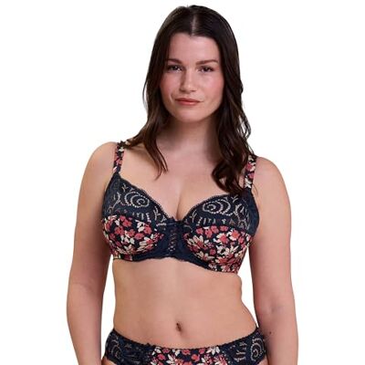 SANS COMPLEXE Soutien-gorge à armatures avec armatures Imprimé amélie bleu, Imprimé floral bleu marine et rouge, 90C SANS COMPLEXE Soutien-gorge à armatures avec armatures Imprimé amélie bleu, Imprimé floral bleu marine et rouge, 90C